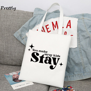 Stray Kids Merch Tote Τσάντα Κορεατικά Kpop ύφασμα καμβά Τσάντες Casual μεγάλες επαναχρησιμοποιούμενες αισθητικές τσάντες ώμου Μαθητική τσάντα