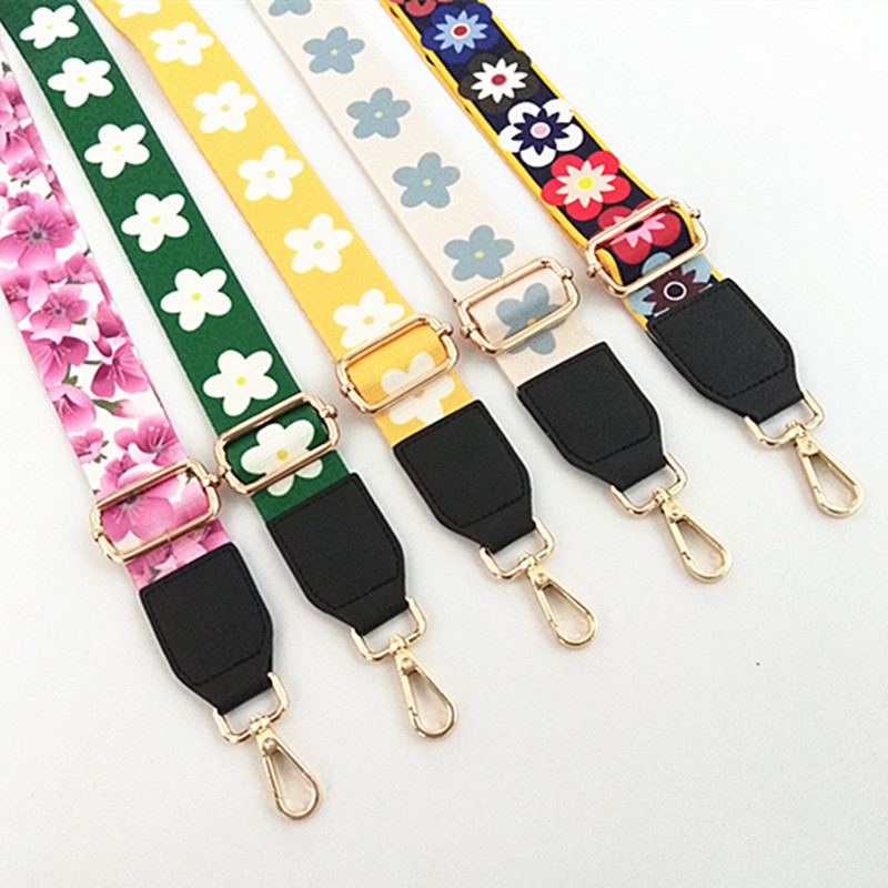 Plecu siksna somas rokturiem Crossbody Krāsaini ziedi Maks Josta Somas nomaiņa Auduma siksna Regulējamas dekoratīvas siksnas