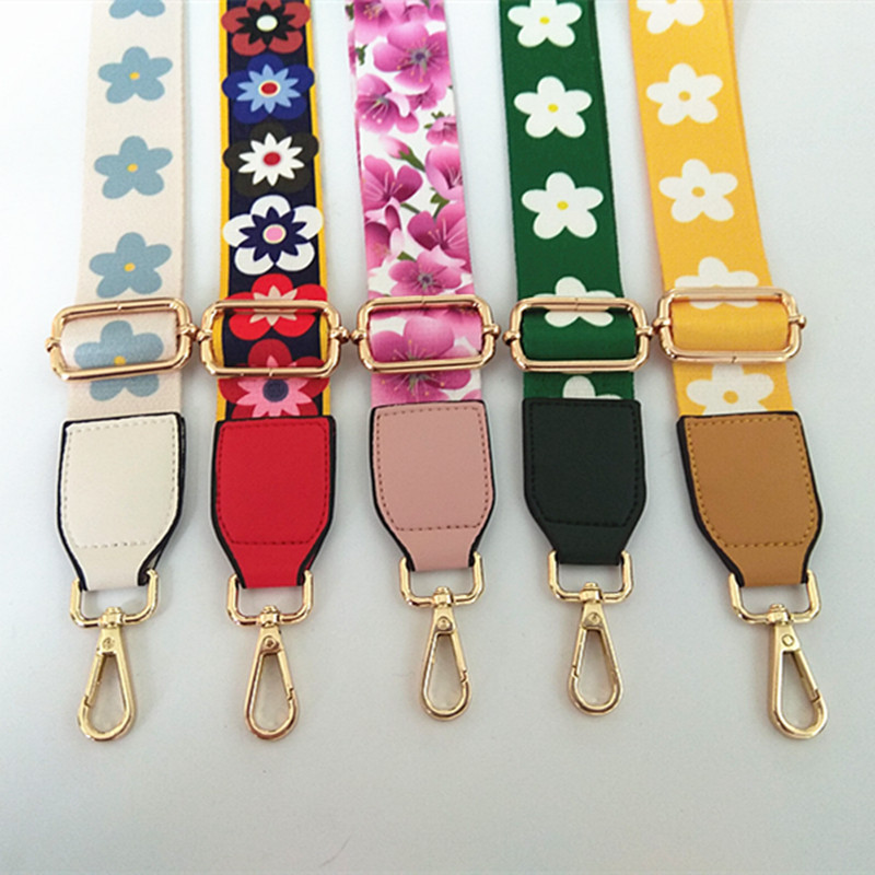 Plecu siksna somas rokturiem Crossbody Krāsaini ziedi Maks Josta Somas nomaiņa Auduma siksna Regulējamas dekoratīvas siksnas