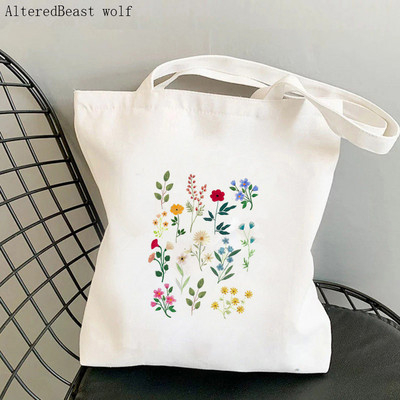 Dámska nákupná taška modrá, Forget Me Not Blooms Cosmos Flowers Bag Harajuku, nákupná plátená taška pre dievčatá, kabelka cez rameno