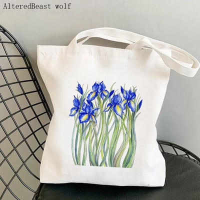 Dámska nákupná taška modrá, Forget Me Not Blooms Cosmos Flowers Bag Harajuku, nákupná plátená taška pre dievčatá, kabelka cez rameno