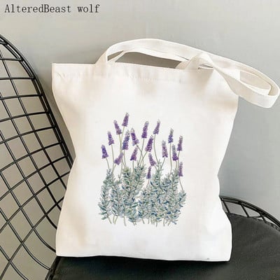 Dámska nákupná taška modrá, Forget Me Not Blooms Cosmos Flowers Bag Harajuku, nákupná plátená taška pre dievčatá, kabelka cez rameno