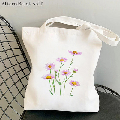 Dámska nákupná taška modrá, Forget Me Not Blooms Cosmos Flowers Bag Harajuku, nákupná plátená taška pre dievčatá, kabelka cez rameno