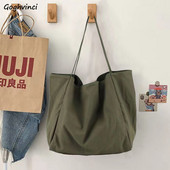 Genți de cumpărături din pânză pentru femei, portabile, de mare capacitate, vintage, ocazionale, genți de cumpărături de umăr, care se potrivesc la subrat, coreeană Ulzzang.