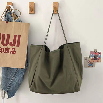 Genți de cumpărături din pânză pentru femei, portabile, de mare capacitate, vintage, ocazionale, genți de cumpărături de umăr, care se potrivesc la subrat, coreeană Ulzzang.