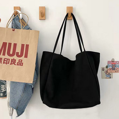 Genți de cumpărături din pânză pentru femei, portabile, de mare capacitate, vintage, ocazionale, genți de cumpărături de umăr, care se potrivesc la subrat, coreeană Ulzzang.