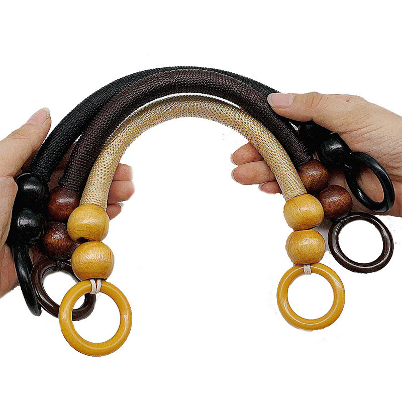 1 tk puidust helmestega käekoti käepidemega koti käepidemed köiega puidust helmestega käepidemega õlarihm käerihmad DIY käekoti tarvikud