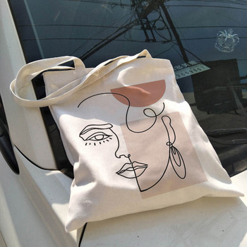 Γυναικεία Ulzzang Ins Μεγάλης χωρητικότητας Casual Shopper School Bag Fashion Τσάντα ώμου Harajuku Τσάντες προσώπου αφηρημένης τέχνης από καμβά