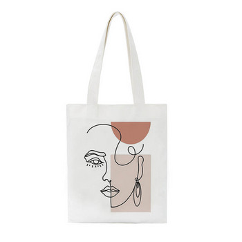 Γυναικεία Ulzzang Ins Μεγάλης χωρητικότητας Casual Shopper School Bag Fashion Τσάντα ώμου Harajuku Τσάντες προσώπου αφηρημένης τέχνης από καμβά