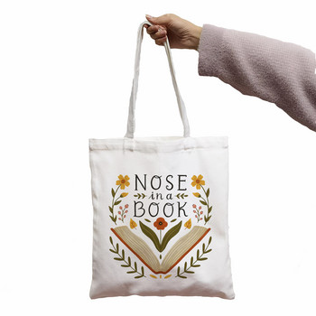 ΤΣΑΝΤΑ A Bookworm\'s Belongings Nose Book Print Cool Women Shopper Bag White Women Fashion shopper bags shoulder bag, Drop Ship