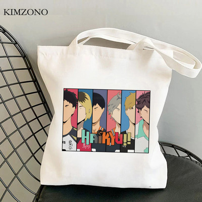 Haikyuu bevásárlótáska újrafelhasználható pamut bolsa bolso bevásárlótáska kendő összehajtható újrafelhasználható szövet fülke