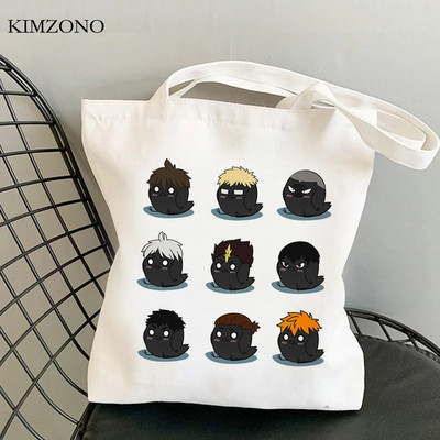 Haikyuu bevásárlótáska újrafelhasználható pamut bolsa bolso bevásárlótáska kendő összehajtható újrafelhasználható szövet fülke