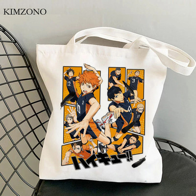 Haikyuu bevásárlótáska újrafelhasználható pamut bolsa bolso bevásárlótáska kendő összehajtható újrafelhasználható szövet fülke