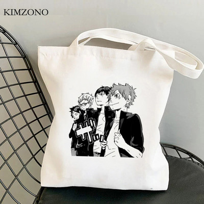 Haikyuu bevásárlótáska újrafelhasználható pamut bolsa bolso bevásárlótáska kendő összehajtható újrafelhasználható szövet fülke