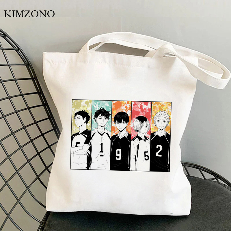 Haikyuu bevásárlótáska újrafelhasználható pamut bolsa bolso bevásárlótáska kendő összehajtható újrafelhasználható szövet fülke