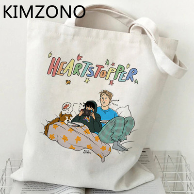 Tv Show Heartstopper Shopping Bag Nick and Charlie Romance Ručna torba Tote Trgovina namirnicama Torba od pamučne jute Shopper Bag Bolsas Reutilizables