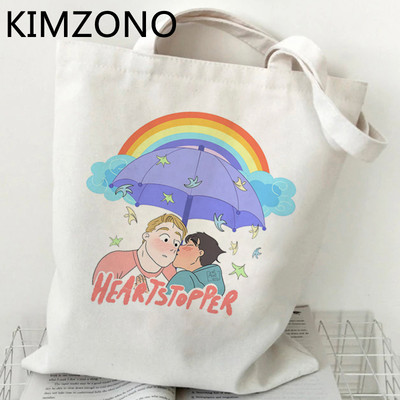 Tv Show Heartstopper Shopping Bag Nick and Charlie Romance Ručna torba Tote Trgovina namirnicama Torba od pamučne jute Shopper Bag Bolsas Reutilizables