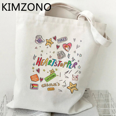 Tv Show Heartstopper Shopping Bag Nick and Charlie Romance Ručna torba Tote Trgovina namirnicama Torba od pamučne jute Shopper Bag Bolsas Reutilizables