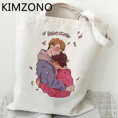 Tv Show Heartstopper Shopping Bag Nick and Charlie Romance Ručna torba Tote Trgovina namirnicama Torba od pamučne jute Shopper Bag Bolsas Reutilizables