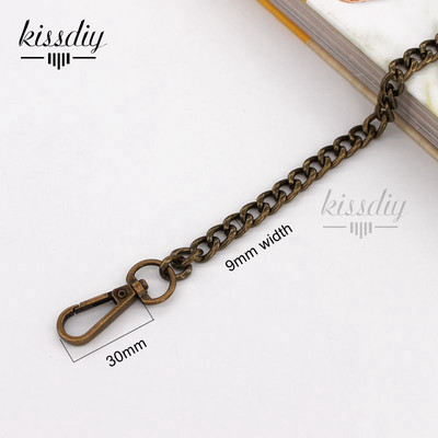 9 mm pločio plokščias pakaitinis grandinės dirželis Metalinė jungtis Užsegimas piniginės grandinės krepšio rankena pečių skersai kūno rankinės grandinė 60/100/110/120 cm