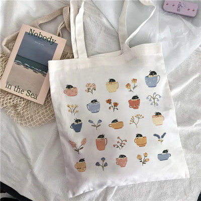 Vászon hordtáska vásárlói táska Női tervezői kézitáskák 2021-es divat lányok alkalmi nagy kapacitású, aranyos méhnyomat válltáskák