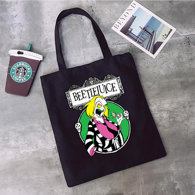 Crtani BeetleJuice Ženske torbe za kupovinu Slatka velika torba Ručna torba Platnena torba Film Torba za višekratnu upotrebu Eko torba Ženska