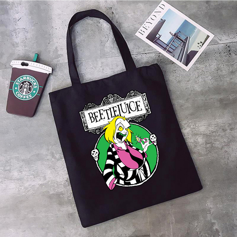 Crtani BeetleJuice Ženske torbe za kupovinu Slatka velika torba Ručna torba Platnena torba Film Torba za višekratnu upotrebu Eko torba Ženska