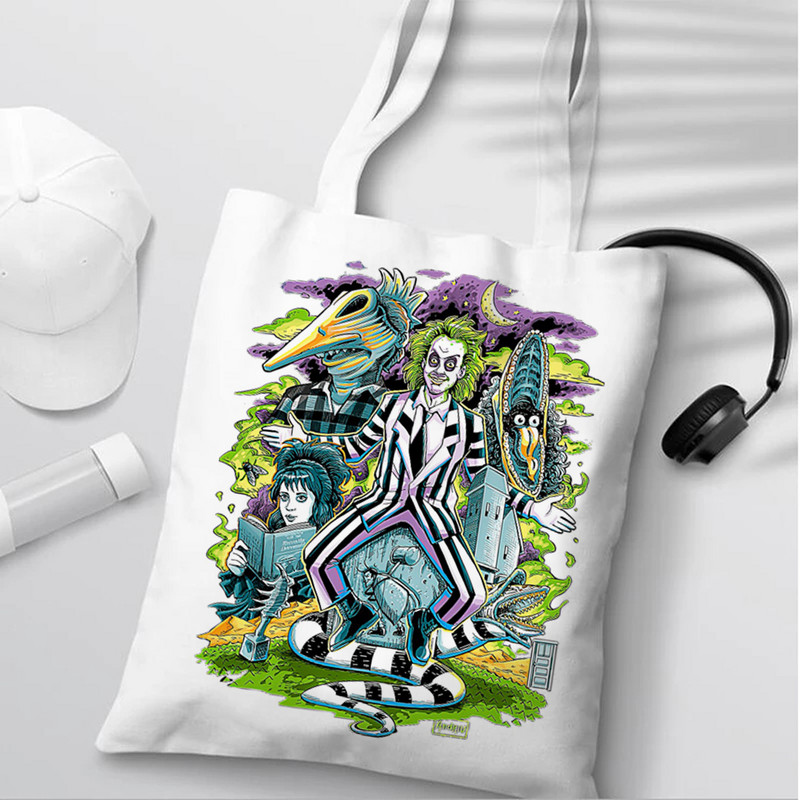 Crtani BeetleJuice Ženske torbe za kupovinu Slatka velika torba Ručna torba Platnena torba Film Torba za višekratnu upotrebu Eko torba Ženska