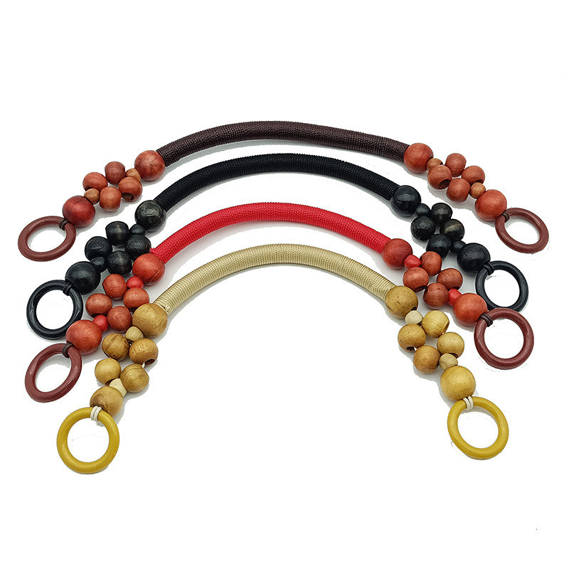 Nailonnöör puidust helmed käekoti käepideme koti tarvikud käekoti käepideme aksessuaarid puidust helmest käekoti käepide Retro punutud isetegemine