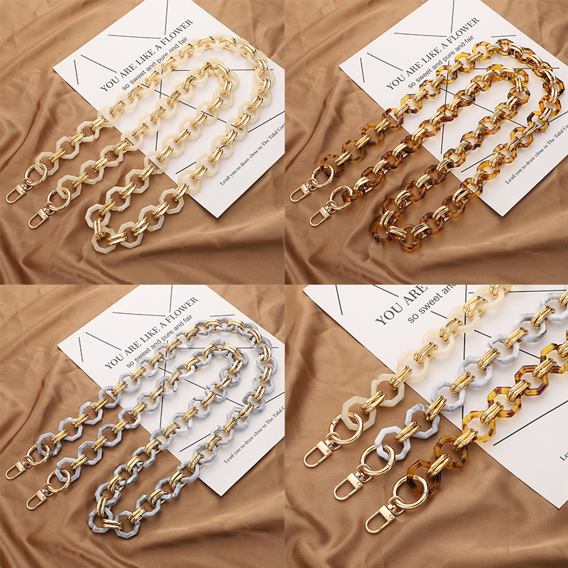 Vintage akrilgyanta lánc nyolcszögletű csattal kézitáska pántos táska kiegészítők női táska dekorációs pánt vállpánt 40-80 cm