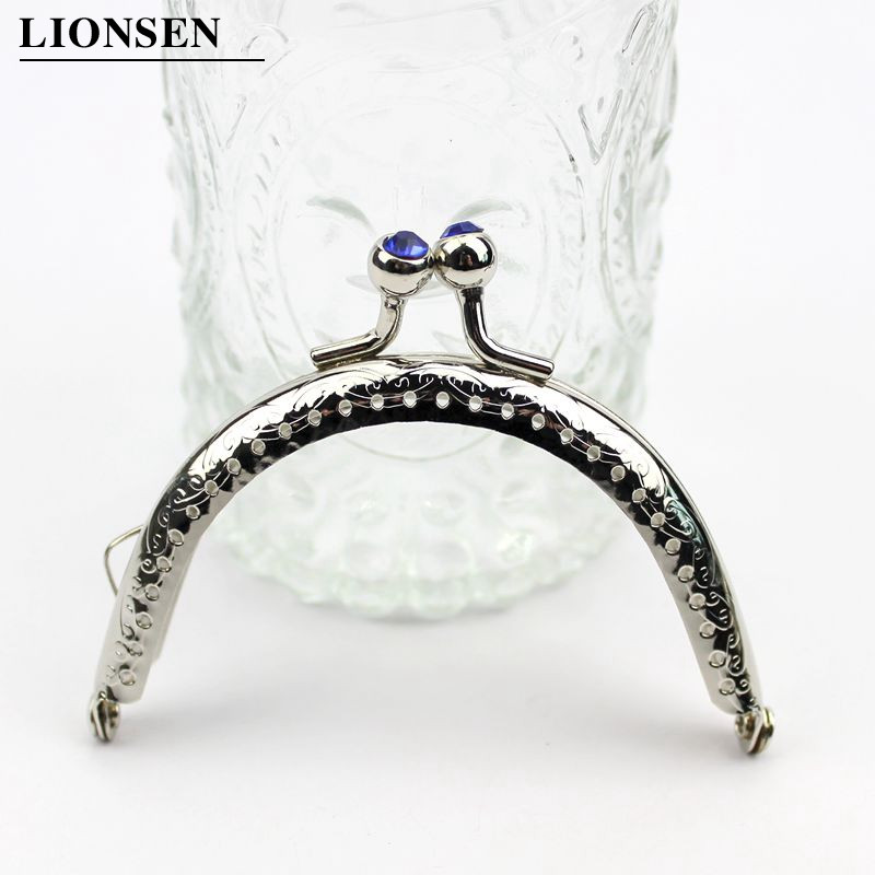 LIONSEN 8,5 cm diamantové korálky strieborné kovové rukoväte na kabelku, rám na kabelku, príslušenstvo na výrobu spony, 8 farieb