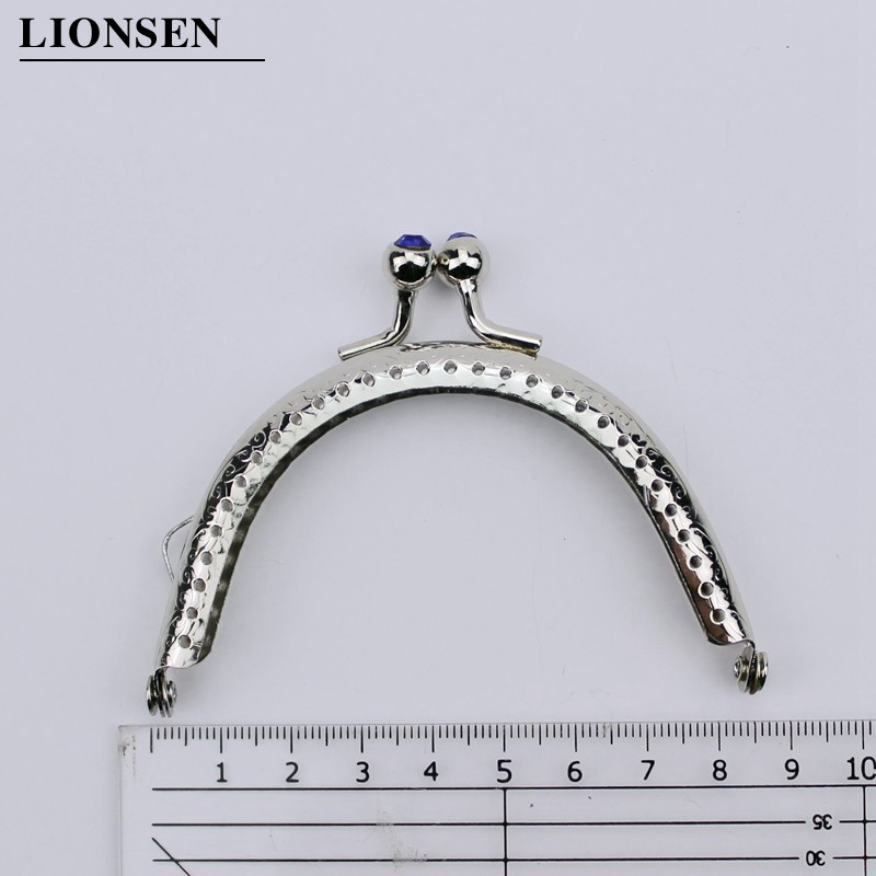 LIONSEN 8,5 cm diamantové korálky strieborné kovové rukoväte na kabelku, rám na kabelku, príslušenstvo na výrobu spony, 8 farieb