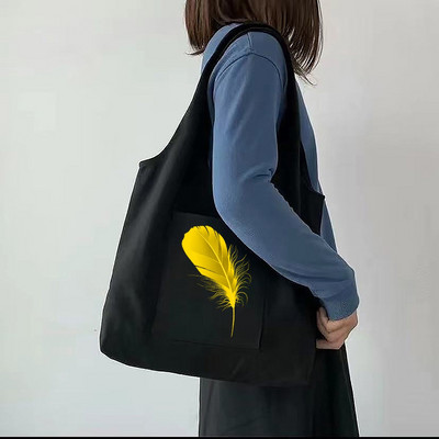 Női bevásárlótáska Vászontáska Diák kézitáska tollas nyomtatás Összecsukható hordozható, keresztben egy vállú, nagy tárolótáska