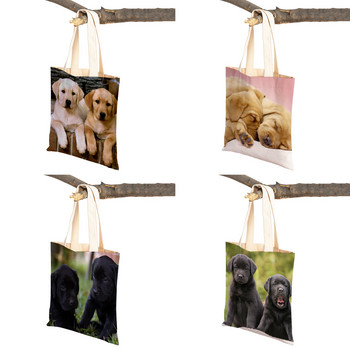 Casual Labrador Dog Women Lady Tote τσάντα επαναχρησιμοποιήσιμη διπλής όψης χαριτωμένο κατοικίδιο ζώο καμβά Τσάντα αγορών Τσάντες ώμου