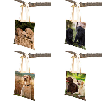 Casual Labrador Dog Women Lady Tote τσάντα επαναχρησιμοποιήσιμη διπλής όψης χαριτωμένο κατοικίδιο ζώο καμβά Τσάντα αγορών Τσάντες ώμου