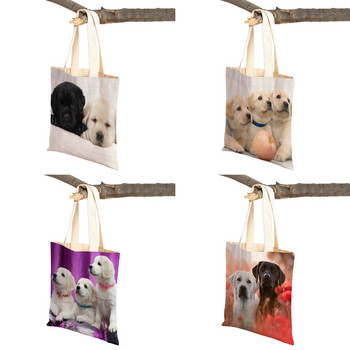 Casual Labrador Dog Women Lady Tote τσάντα επαναχρησιμοποιήσιμη διπλής όψης χαριτωμένο κατοικίδιο ζώο καμβά Τσάντα αγορών Τσάντες ώμου