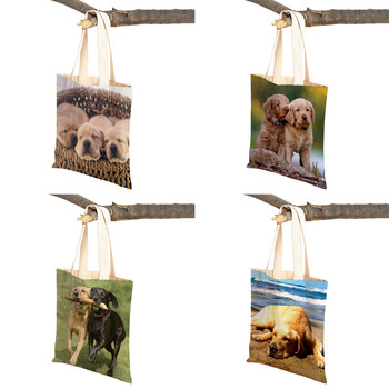 Casual Labrador Dog Women Lady Tote τσάντα επαναχρησιμοποιήσιμη διπλής όψης χαριτωμένο κατοικίδιο ζώο καμβά Τσάντα αγορών Τσάντες ώμου