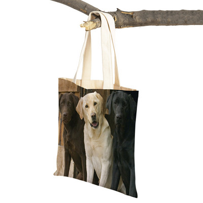 Ikdienas labradoru suņu sieviešu rokassomiņa dāmu soma Atkārtoti lietojama divpusēja mīlīga mājdzīvnieku audekla iepirkumu soma plecu ceļojumu somas