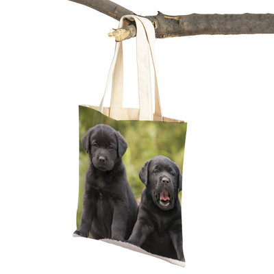 Ikdienas labradoru suņu sieviešu rokassomiņa dāmu soma Atkārtoti lietojama divpusēja mīlīga mājdzīvnieku audekla iepirkumu soma plecu ceļojumu somas