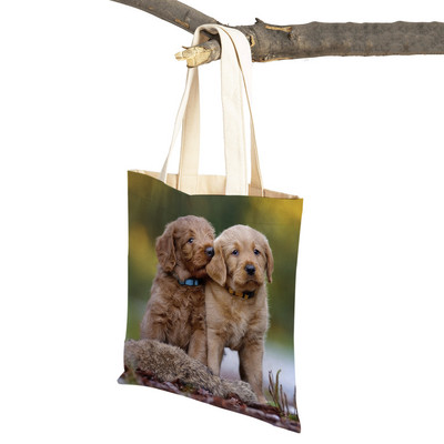 Ikdienas labradoru suņu sieviešu rokassomiņa dāmu soma Atkārtoti lietojama divpusēja mīlīga mājdzīvnieku audekla iepirkumu soma plecu ceļojumu somas