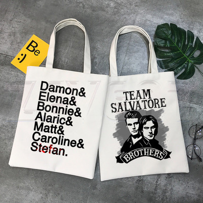 The Vampire Diaries Chronicles Vampiricas Hip Hop Hipster Cartoon Print Bevásárlótáskák Lányok Divat Alkalmi csomag Kézitáska