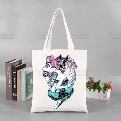 JoJo Bizarre Adventure kandekott Unisex lõuendist kotid ostukotid trükitud vabaaja JOJOS Kujo Jolyne kokkupandav õlakott