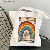 Női vásárlótáska THE RAINBOW Modern Tarot Card Bag Harajuku Shopping Canvas Shopper Bag lány kézitáska Vállas női táska