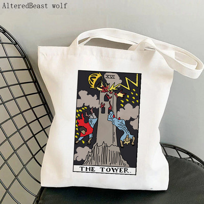 Női vásárlótáska THE RAINBOW Modern Tarot Card Bag Harajuku Shopping Canvas Shopper Bag lány kézitáska Vállas női táska
