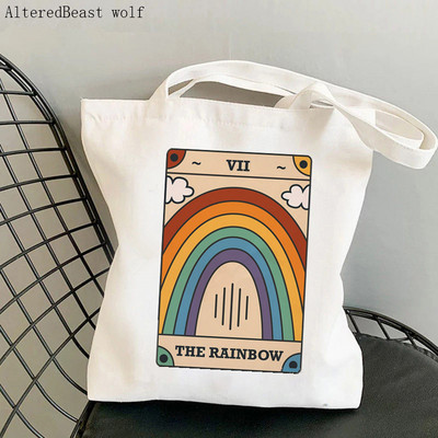 Női vásárlótáska THE RAINBOW Modern Tarot Card Bag Harajuku Shopping Canvas Shopper Bag lány kézitáska Vállas női táska