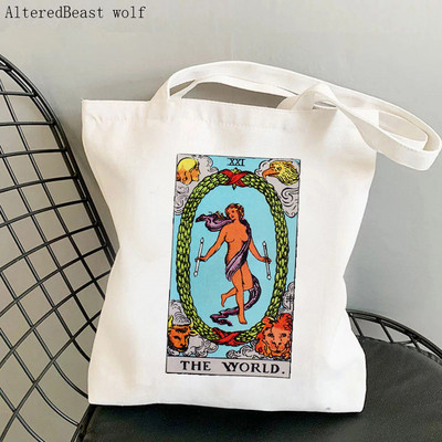 Női vásárlótáska THE RAINBOW Modern Tarot Card Bag Harajuku Shopping Canvas Shopper Bag lány kézitáska Vállas női táska