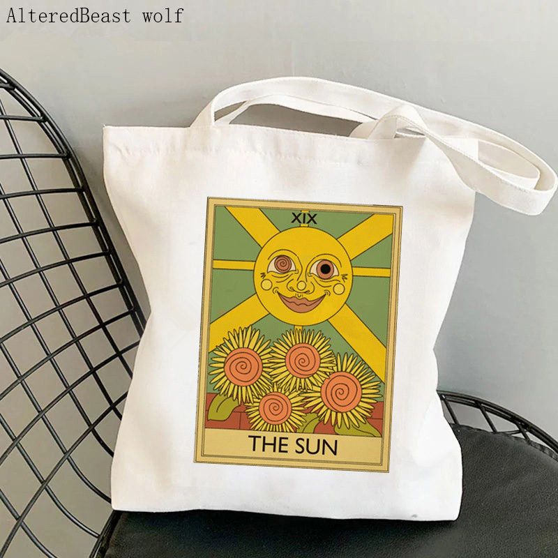 Női vásárlótáska THE RAINBOW Modern Tarot Card Bag Harajuku Shopping Canvas Shopper Bag lány kézitáska Vállas női táska