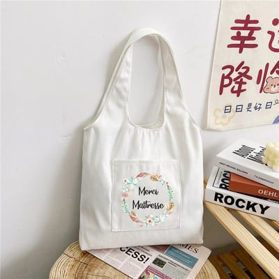 Aitäh Mistress Prindikott Naiste ostude õlakott Lõuendikotid Naiste ökoloogiline korduvkasutatav ostukäekott Parim kingitus õpetajale