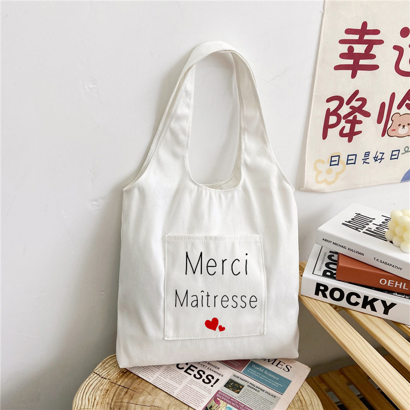 Aitäh Mistress Prindikott Naiste ostude õlakott Lõuendikotid Naiste ökoloogiline korduvkasutatav ostukäekott Parim kingitus õpetajale