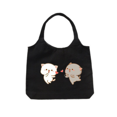 Tote platnena ručna torba Ekološka platnena torba za kupovinu za žene Slatka mačka Grafički crtići Torbe na rame Torba od pamučne tkanine za djevojčice